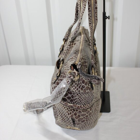 b. Makowsky Womens Margot Shopper Tote Truffle Snakeskin Leather Bag NWT - Picture 5 of 12